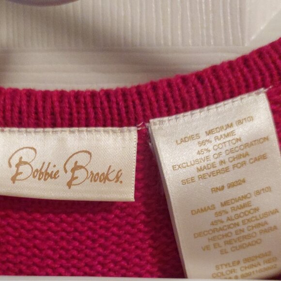 Vintage Bobbie Brooks Ugly Christmas Sweater Vest Red Beaded Snowman Sz Medium - Picture 7 of 7